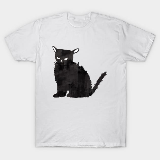 Bristly black cat T-Shirt by RosaliArt